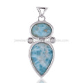 Beautiful Larimar &amp; Rainbow Moonstone avec pendentif en argent sterling 925 pour toutes les occasions